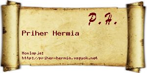 Priher Hermia névjegykártya